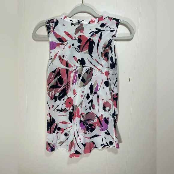 Nic+Zoe Silk Blend Floral Sheer Ruffle Sleeveless Blouse Top Women’s Size Small - Picture 6 of 7